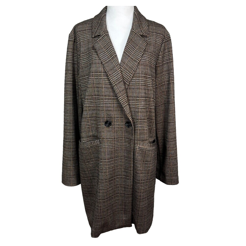 Sanctuary Womens Brown Glen Plaid Long Blazer Coat‎ Academia Preppy Classic L
